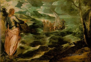 クリスチャン・イエス Painting - ガリラヤ湖のキリスト イタリアのティントレット